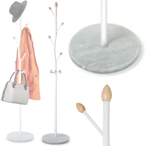 Álló ruhafogas, Massido 684001, fehér, magasság: 178 cm, 9 akasztó, márvány talp, acél váz, teherbírás: 20 kg