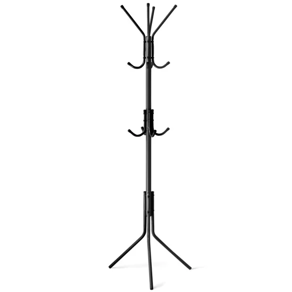 Álló ruhafogas, Massido 684200, fekete, magasság: 173,5 cm, 12 akasztó, háromlábú talp, acél váz, teherbírás: 20 kg