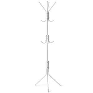 Álló ruhafogas, Massido 684201, fehér, magasság: 173,5 cm, 12 akasztó, háromlábú talp, acél váz, teherbírás: 20 kg