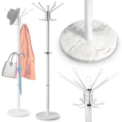   Álló ruhafogas, Massido 684301, fehér, magasság: 175 cm, 16 akasztó, márvány talp, acél váz, 360°-ban forgatható, teherbírás: 20 kg