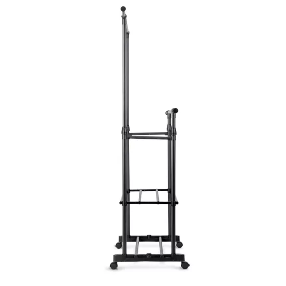 Mobil ruhásszekrény, Massido 686200, fekete, 91-146 x 42,5 x 88-155,5 cm, állítható, acél keret, fékezhető kerekek, 2 cipőtároló polc, teherbírás: 10 kg