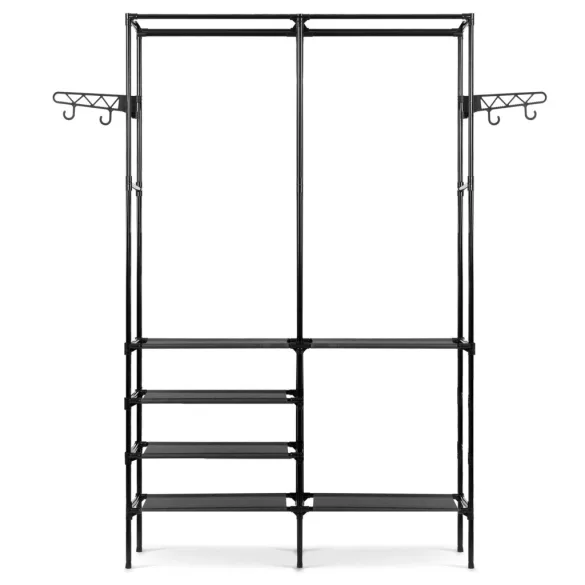 Mobil ruhásszekrény, Massido 686600, fekete, 107 x 35,5 x 174 cm, acél keret, 6 cipőtároló polc
