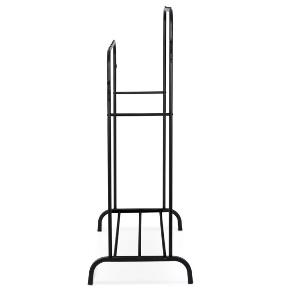 Mobil ruhásszekrény, Massido MS-867, fekete, 110 x 55 x 146 cm, acél keret, cipőtároló polc, teherbírás: 10 kg