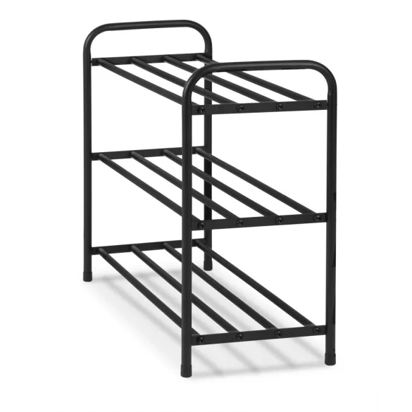 Cipőtároló, Massido MS-868, fekete, 66 x 26 x 53 cm, acél keret, acél keret, három szint