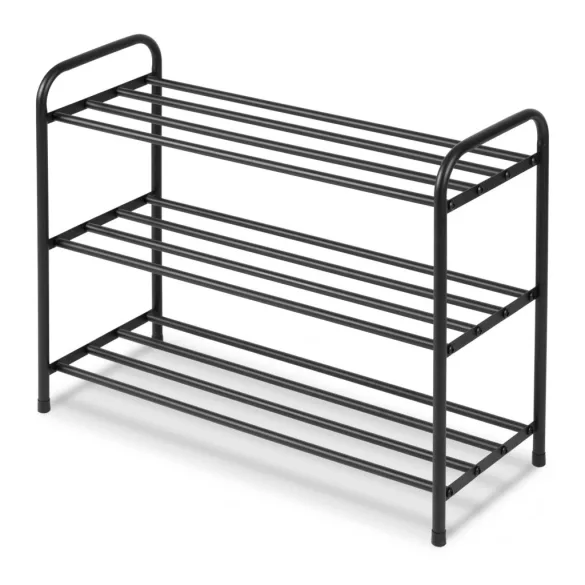 Cipőtároló, Massido MS-868, fekete, 66 x 26 x 53 cm, acél keret, acél keret, három szint