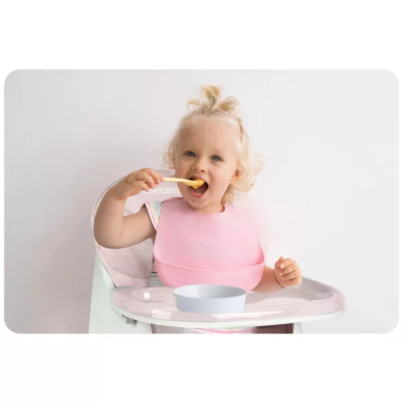 Etetőszék, Ricokids Milo, rózsaszín, összecsukható, állítható, levehető tálcával, 5 pontos biztonsági öv, csúszásgátló lábak, tárolókosárral, teherbírás: 15 kg