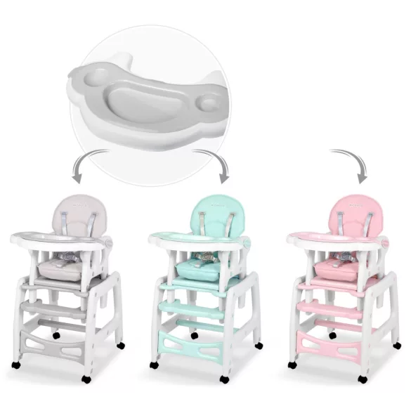 Etetőszék tálca, Ricokids Sinco, szürke, 61 x 35,5 cm, levehető, könnyen tisztítható