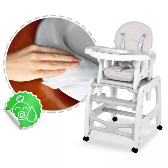 Etetőszék tálca, Ricokids Sinco, szürke, 61 x 35,5 cm, levehető, könnyen tisztítható