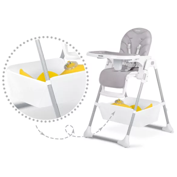 Etetőszék, Ricokids Tulo, lila, összecsukható, állítható, levehető tálcával, 5 pontos biztonsági öv, 2 kerekes láb, lábtartó, teherbírás: 15 kg