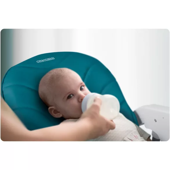 Etetőszék, Ricokids Tulo, kék, összecsukható, állítható, levehető tálcával, 5 pontos biztonsági öv, 2 kerekes láb, lábtartó, teherbírás: 15 kg