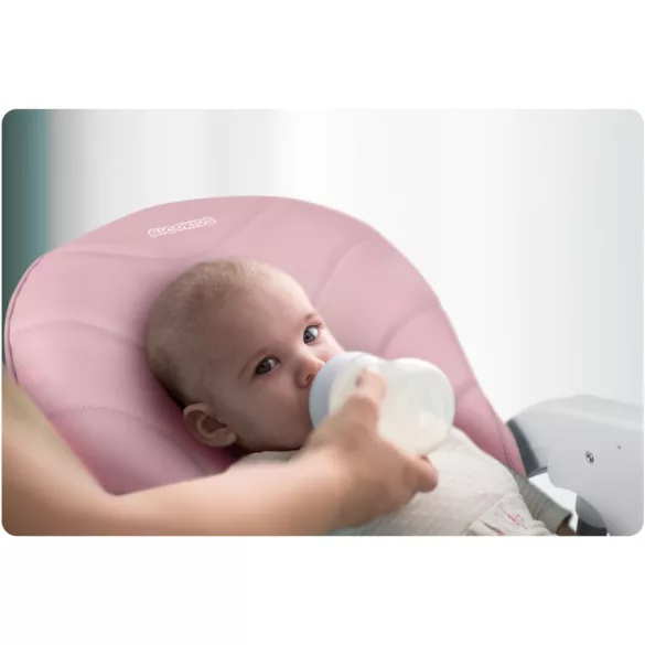 Etetőszék, Ricokids Tulo, rózsaszín, összecsukható, állítható, levehető tálcával, 5 pontos biztonsági öv, 2 kerekes láb, lábtartó, teherbírás: 15 kg