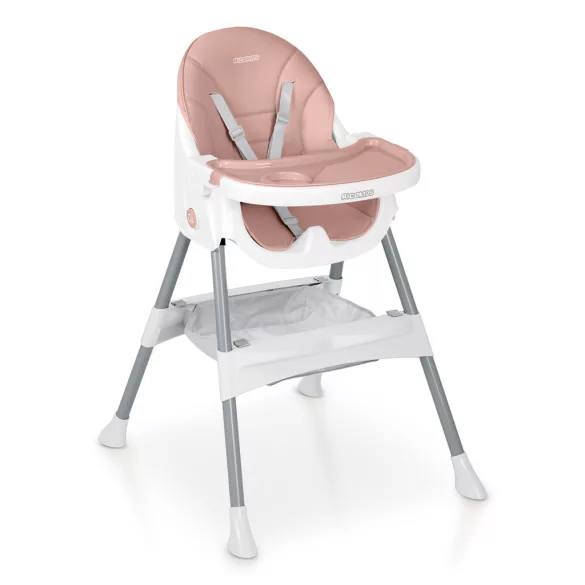 Etetőszék, Ricokids Mani, rózsaszín, állítható, levehető tálcával, 5 pontos biztonsági öv, tárolókosárral, teherbírás: 15 kg