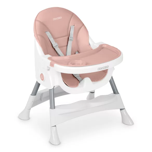 Etetőszék, Ricokids Mani, rózsaszín, állítható, levehető tálcával, 5 pontos biztonsági öv, tárolókosárral, teherbírás: 15 kg