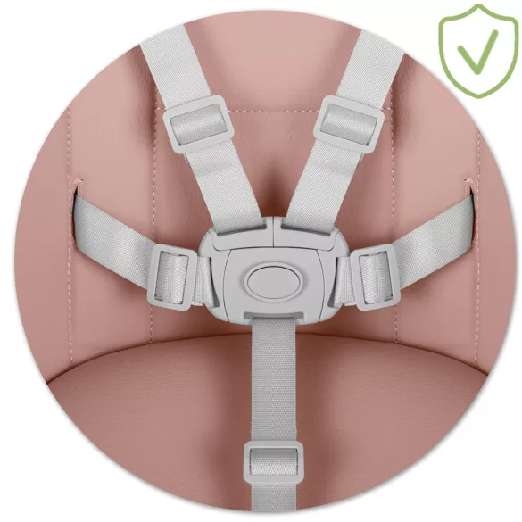 Etetőszék, Ricokids Mani, rózsaszín, állítható, levehető tálcával, 5 pontos biztonsági öv, tárolókosárral, teherbírás: 15 kg