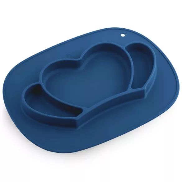 Gyerek etetőtányér, Ricokids 704802, korona forma, 32 x 24 cm, szilikon, BPA-mentes, 3 rekeszes, fedéllel, mikrózható, mosogatógépben mosható