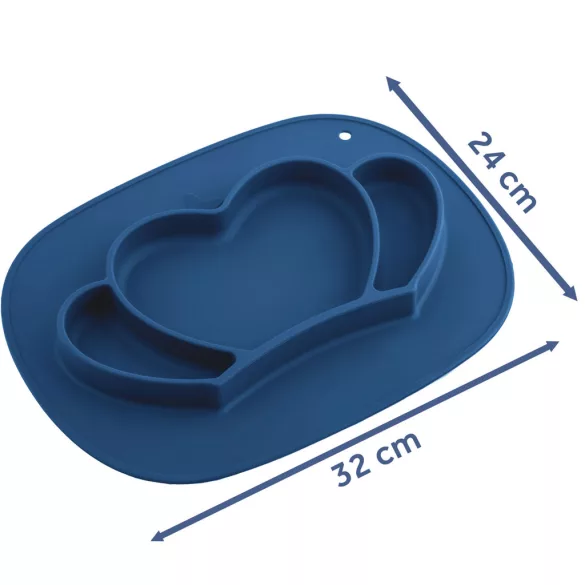 Gyerek etetőtányér, Ricokids 704802, korona forma, 32 x 24 cm, szilikon, BPA-mentes, 3 rekeszes, fedéllel, mikrózható, mosogatógépben mosható