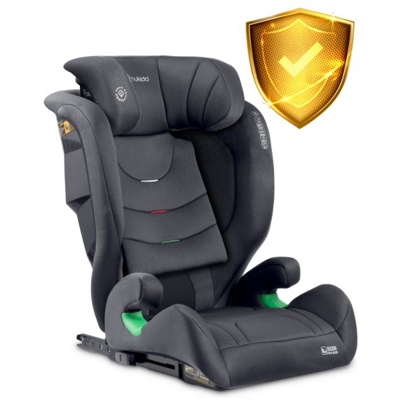 Autósülés, Nukido Louis Soft, szürke, 15–36 kg / 100–150 cm, Isofix, i-Size (ECE R129), 12 fokozatú fejtámla, 2 fokozatú döntés, mosható huzat, oldalsó védelem