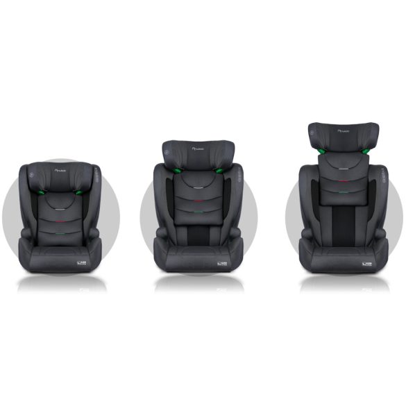 Autósülés, Nukido Louis Soft, szürke, 15–36 kg / 100–150 cm, Isofix, i-Size (ECE R129), 12 fokozatú fejtámla, 2 fokozatú döntés, mosható huzat, oldalsó védelem
