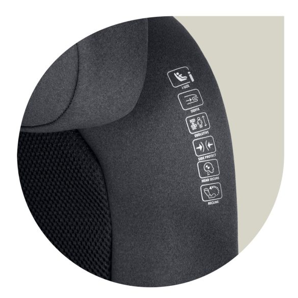 Autósülés, Nukido Louis Soft, szürke, 15–36 kg / 100–150 cm, Isofix, i-Size (ECE R129), 12 fokozatú fejtámla, 2 fokozatú döntés, mosható huzat, oldalsó védelem