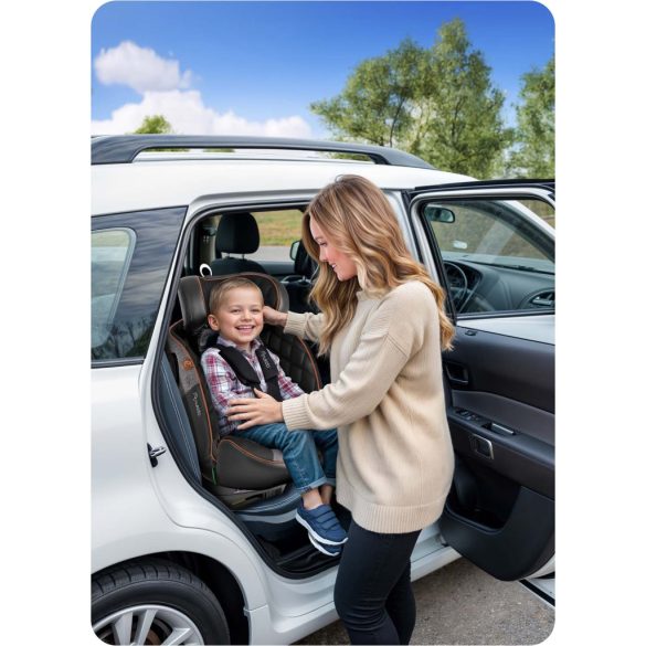 Autósülés, Nukido Prestige Line, szürke, 0–36 kg / 40-150 cm, Isofix, i-Size (ECE R129), 12 fokozatú fejtámla, 5 fokozatú döntés, csecsemőbetét, 360°-ban fordítható