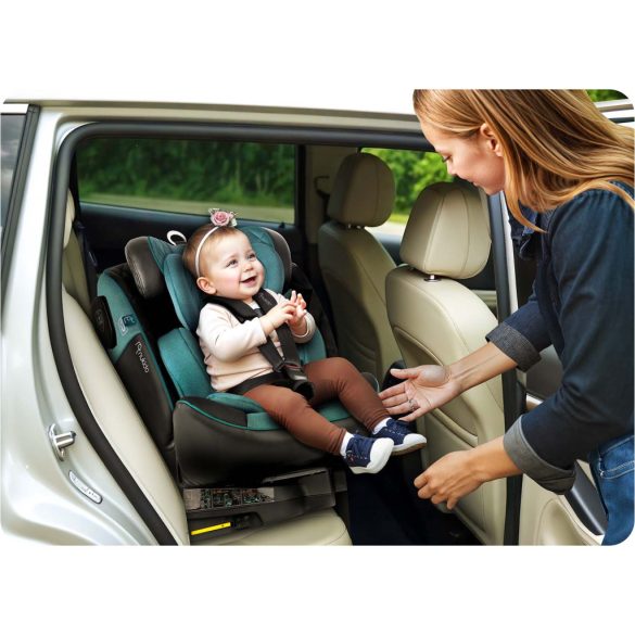 Autósülés, Nukido Prestige Line, kék, 0–36 kg / 40-150 cm, Isofix, i-Size (ECE R129), 12 fokozatú fejtámla, 5 fokozatú döntés, csecsemőbetét, 360°-ban fordítható