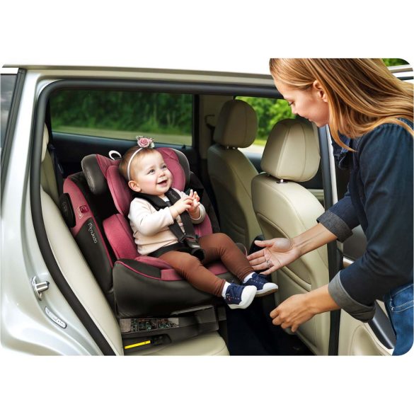 Autósülés, Nukido Prestige Line, rózsaszín, 0–36 kg / 40-150 cm, Isofix, i-Size (ECE R129), 12 fokozatú fejtámla, 5 fokozatú döntés, csecsemőbetét, 360°-ban forgatható