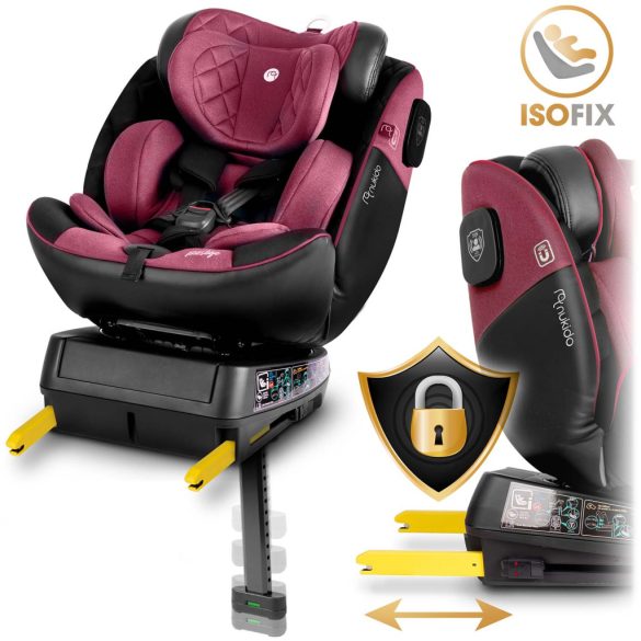 Autósülés, Nukido Prestige Line, rózsaszín, 0–36 kg / 40-150 cm, Isofix, i-Size (ECE R129), 12 fokozatú fejtámla, 5 fokozatú döntés, csecsemőbetét, 360°-ban forgatható