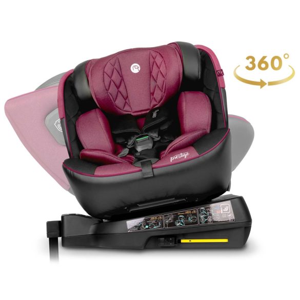 Autósülés, Nukido Prestige Line, rózsaszín, 0–36 kg / 40-150 cm, Isofix, i-Size (ECE R129), 12 fokozatú fejtámla, 5 fokozatú döntés, csecsemőbetét, 360°-ban forgatható