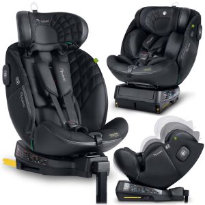Autósülés, Nukido Aero Line, fekete, 0-36 kg / 40–150 cm, Isofix, i-Size (ECE R129) 360°-ban forgatható, SIP oldalsó ütközésvédelem, 5 pontos övrendszer