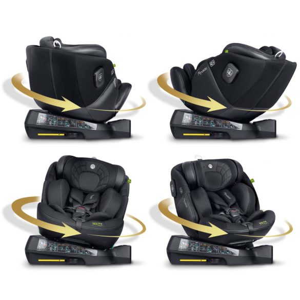 Autósülés, Nukido Aero Line, fekete, 0-36 kg / 40–150 cm, Isofix, i-Size (ECE R129) 360°-ban forgatható, SIP oldalsó ütközésvédelem, 5 pontos övrendszer