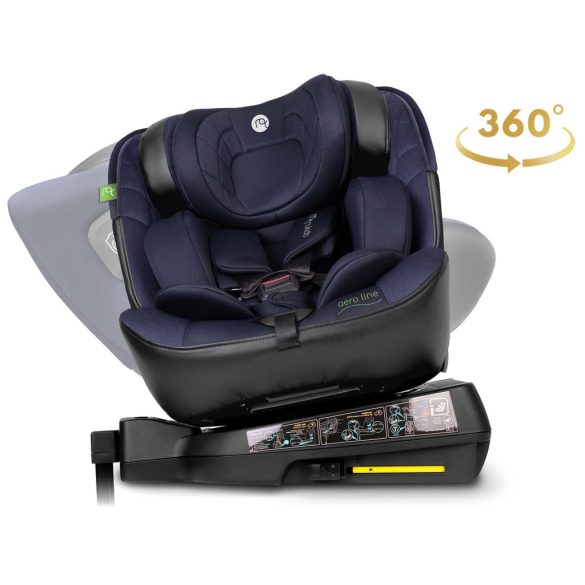 Autósülés, Nukido Aero Line, fekete/sötétkék, 0-36 kg / 40–150 cm, Isofix, i-Size (ECE R129) 360°-ban forgatható, SIP oldalsó ütközésvédelem, 5 pontos övrendszer