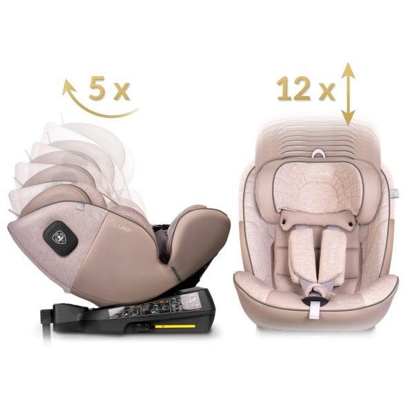 Autósülés, Nukido Aero Line, bézs, 0-36 kg / 40–150 cm, Isofix, i-Size (ECE R129) 360°-ban forgatható, SIP oldalsó ütközésvédelem, 5 pontos övrendszer