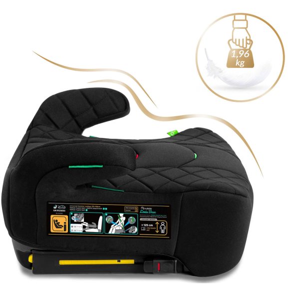 Autós ülésmagasító, Nukido Louis 710200, fekete, 22–36 kg / 125-150 cm, Isofix, i-Size (ECE R129), mosható huzat, 3 pontos rögzítés