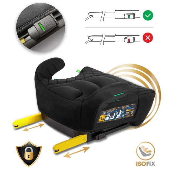 Autós ülésmagasító, Nukido Louis 710200, fekete, 22–36 kg / 125-150 cm, Isofix, i-Size (ECE R129), mosható huzat, 3 pontos rögzítés
