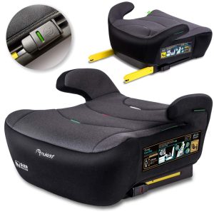 Autós ülésmagasító, Nukido Louis 710201, sötétszürke, 22–36 kg / 125-150 cm, Isofix, i-Size (ECE R129), mosható huzat, 3 pontos rögzítés