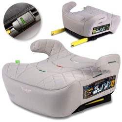   Autós ülésmagasító, Nukido Louis 710202, világosszürke, 22–36 kg / 125-150 cm, Isofix, i-Size (ECE R129), mosható huzat, 3 pontos rögzítés