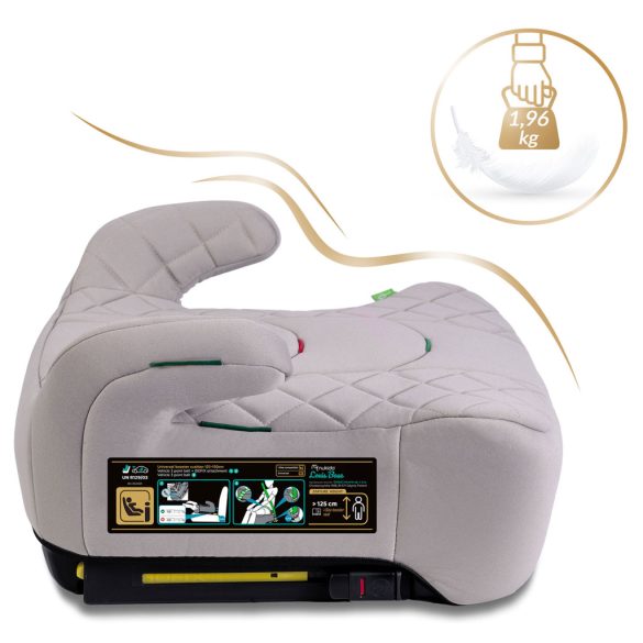 Autós ülésmagasító, Nukido Louis 710202, világosszürke, 22–36 kg / 125-150 cm, Isofix, i-Size (ECE R129), mosható huzat, 3 pontos rögzítés