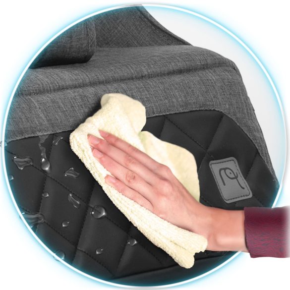 Babakocsi, Nukido Paseo, szürke, 70 x 52 x 30 cm, összecsukható, 360°-os rugózott első kerekek, ötpontos biztonsági öv, dönthető háttámla, esővédő és lábzsák