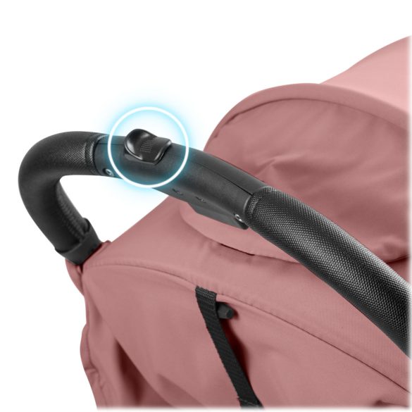 Babakocsi, Nukido Paseo, rózsaszín, 70 x 52 x 30 cm, összecsukható, 360°-os rugózott első kerekek, ötpontos biztonsági öv, dönthető háttámla, esővédő és lábzsák