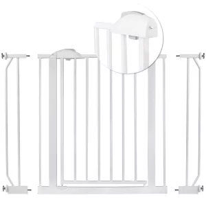 Biztonsági kapu, babarács, Nukido 718100, fehér, szélesség: 75-105 cm, magasság: 78 cm, egykezes nyitás, dupla zár, kétirányú nyílás, fém és műanyag (TE718100)