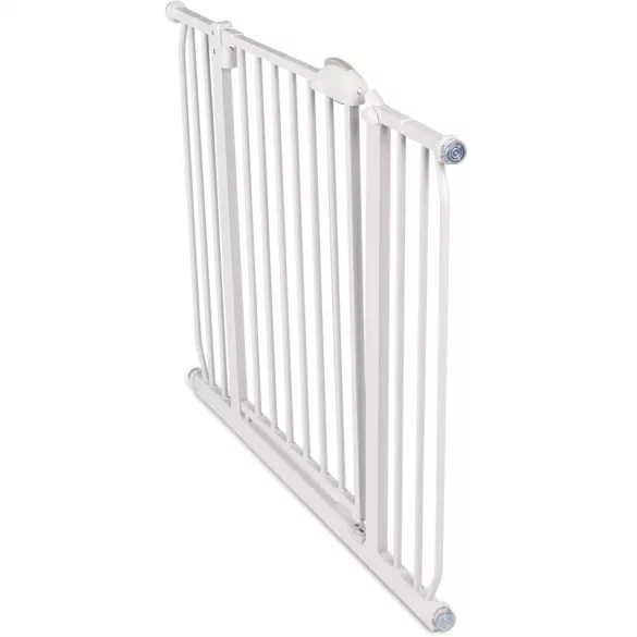 Biztonsági kapu, babarács, Nukido 718100, fehér, szélesség: 75-105 cm, magasság: 78 cm, egykezes nyitás, dupla zár, kétirányú nyílás, fém és műanyag (TE718100)
