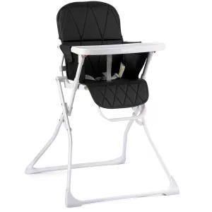 Etetőszék, Ricokids Nuco, fekete, összecsukható, levehető tálcával, 3 pontos biztonsági öv, lábtartó, teherbírás: 15 kg