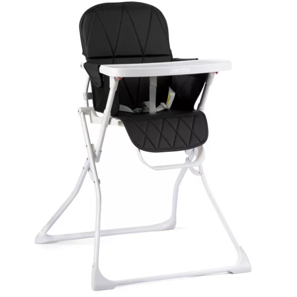 Etetőszék, Ricokids Nuco, fekete, összecsukható, levehető tálcával, 3 pontos biztonsági öv, lábtartó, teherbírás: 15 kg