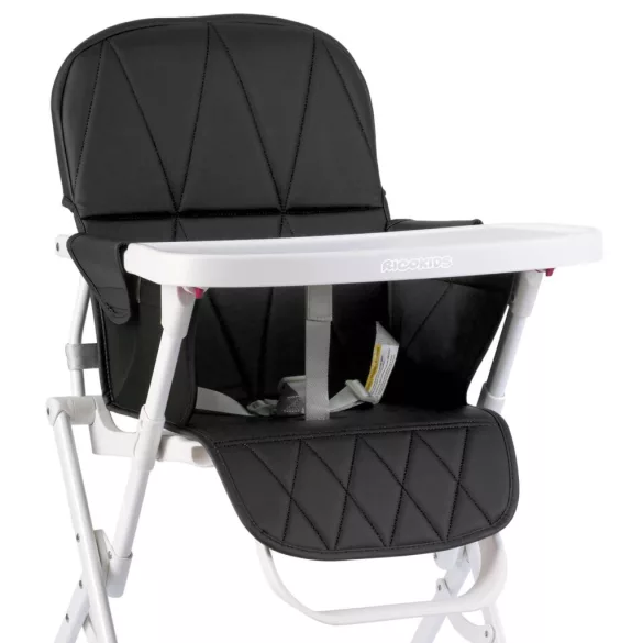 Etetőszék, Ricokids Nuco, fekete, összecsukható, levehető tálcával, 3 pontos biztonsági öv, lábtartó, teherbírás: 15 kg