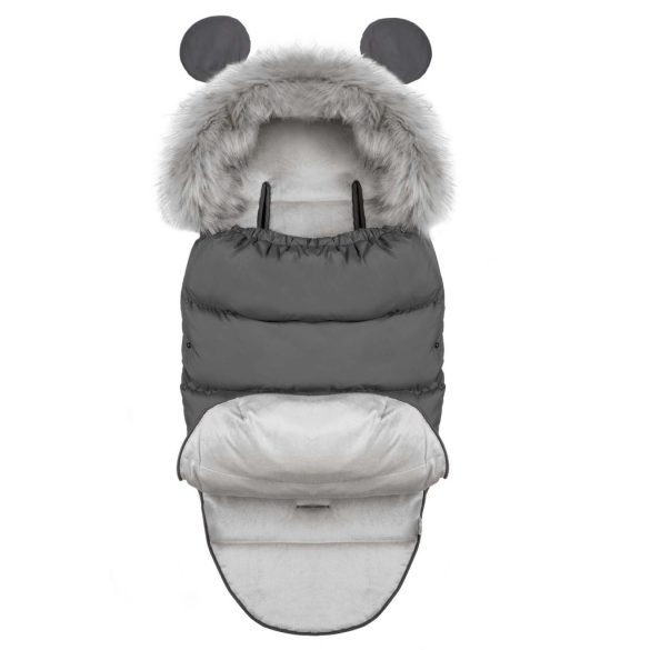 Babakocsi hálózsák, Ricokids Elmi, sötétszürke, 95 x 48 cm, babakocsihoz és szánkóhoz, légáteresztő, lyukak a biztonsági öveknek, mosható