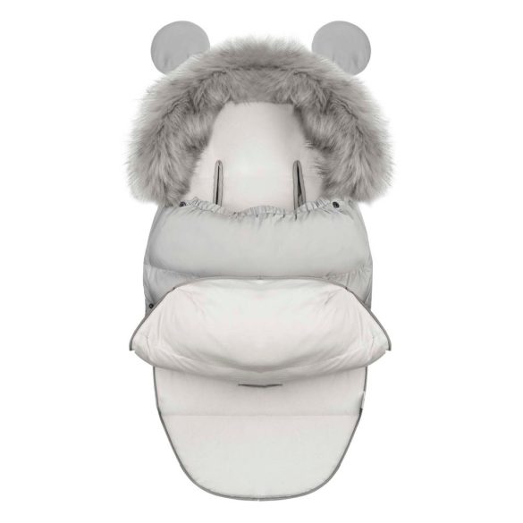 Babakocsi hálózsák, Ricokids Elmi, szürke, 95 x 48 cm, babakocsihoz és szánkóhoz, légáteresztő, lyukak a biztonsági öveknek, mosható