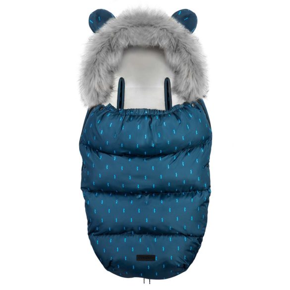 Babakocsi hálózsák, Ricokids Elmi, sötétkék, 95 x 48 cm, babakocsihoz és szánkóhoz, légáteresztő, lyukak a biztonsági öveknek, mosható