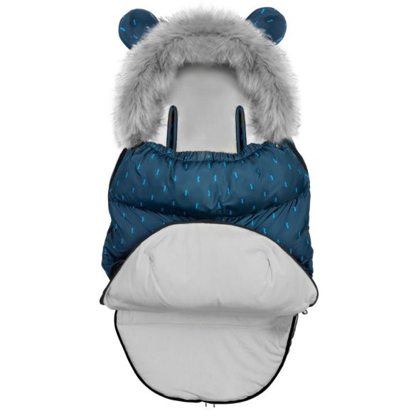 Babakocsi hálózsák, Ricokids Elmi, sötétkék, 95 x 48 cm, babakocsihoz és szánkóhoz, légáteresztő, lyukak a biztonsági öveknek, mosható