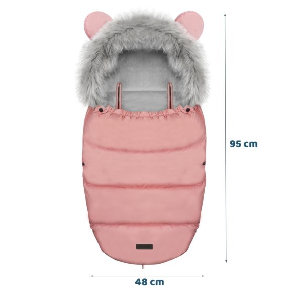 Babakocsi hálózsák, Ricokids Elmi, rózsaszín, 95 x 48 cm, babakocsihoz és szánkóhoz, légáteresztő, lyukak a biztonsági öveknek, mosható