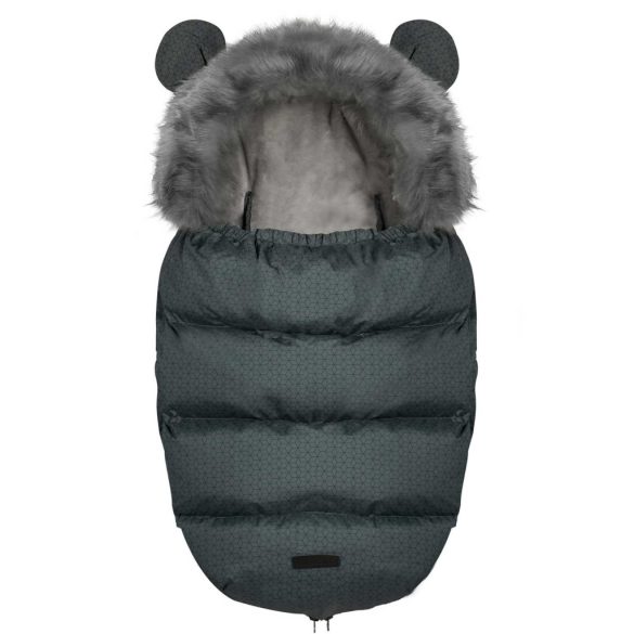 Babakocsi hálózsák, Ricokids Elmi, sötétszürke, 95 x 48 cm, babakocsihoz és szánkóhoz, légáteresztő, lyukak a biztonsági öveknek, mosható